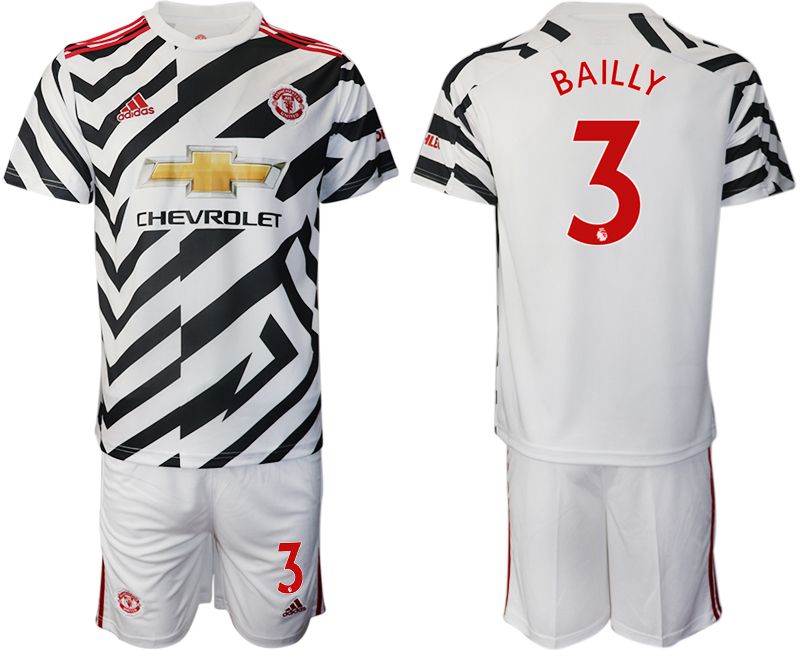 Men 2020-2021 club Manchester united away #3 white Soccer Jerseys